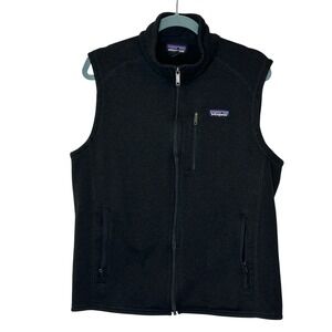 Patagonia Better Sweater Vest Mens Large Black Full Zip  Layering Sleeveless
